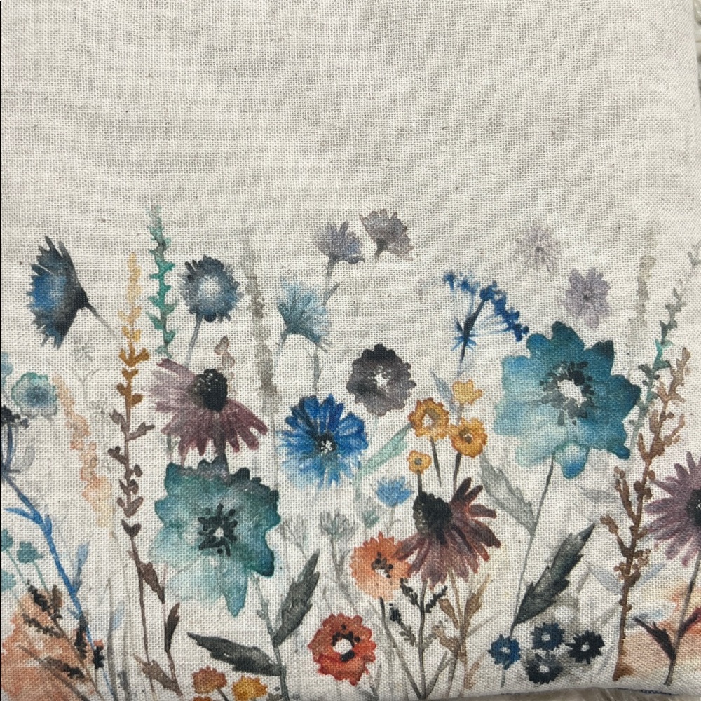 Double Oven Mitt Floral Watercolor Wildflowers with Grid Pattern Stiching - Picture 5 of 8